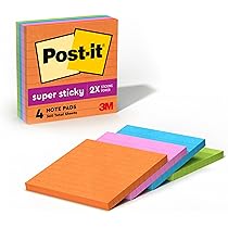 Amazon.com : Post-it Super Sticky Notes, 4x4 in, 4 Pads, 2X